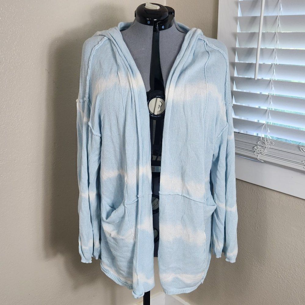 Wonderfly Cardigan Blue Tie-Dye Size 2X Open Front
